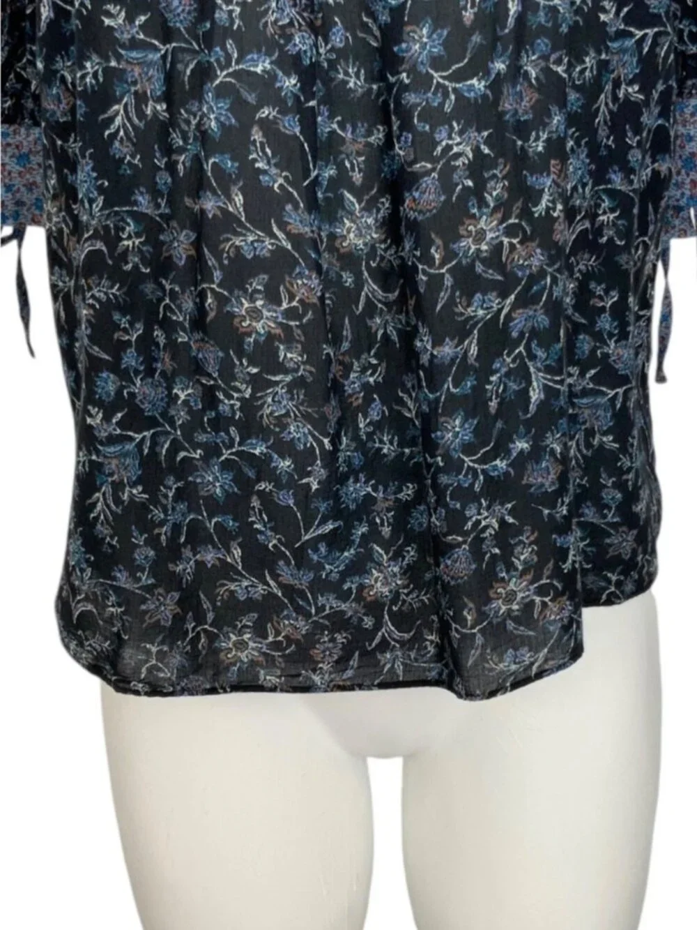 Ulla Johnson Stella Pintucked Top Blouse 6 Floral Puff Short Sleeve